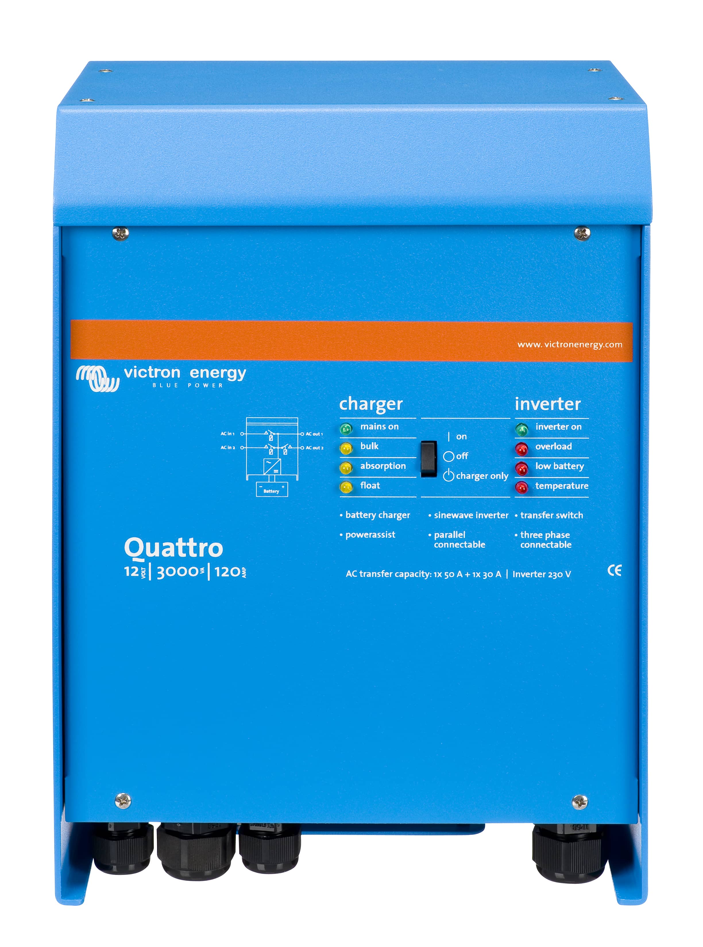 Quattro 12V 3000VA 120A 230VAC (front) thumbnail
