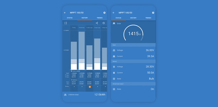 Interfața de utilizator a VictronConnect